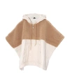 Echo Combo Quilted Hooded Poncho In White