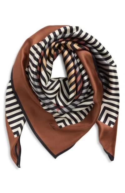 Echo Concentric Stripes Square Silk Scarf In Brown