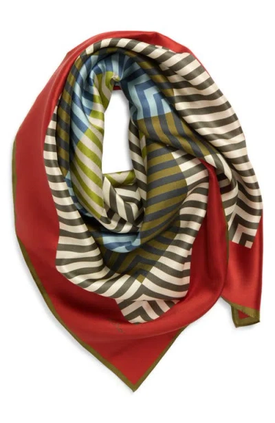 Echo Concentric Stripes Square Silk Scarf In Red