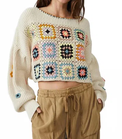 Echo Crochet Cropped Sweater In Carmen In Multi