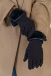 Echo Down Faux Fur Glove In Black In Blue