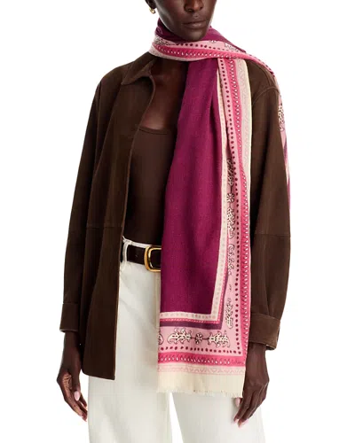 Echo Embroidered Rug Wool Wrap In Burgundy