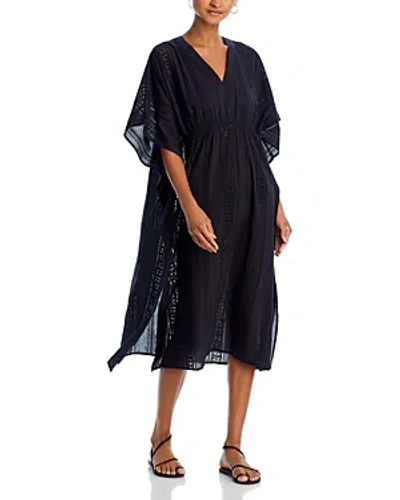 Echo Eyelet Caftan Swim Cover-up In Black