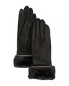 Echo Faux Fur Cuff Stretch Tech Gloves In Black