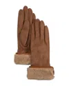 Echo Faux Fur Cuff Stretch Tech Gloves In Brown