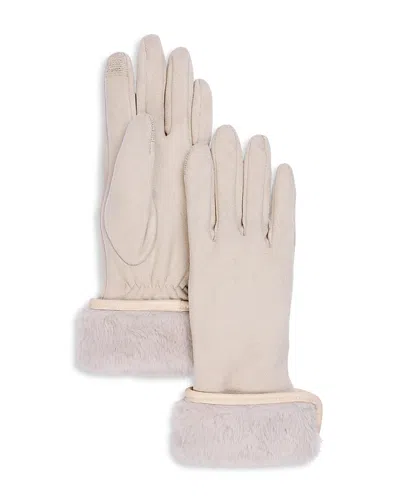 Echo Faux Fur Cuff Stretch Tech Gloves In Neutral