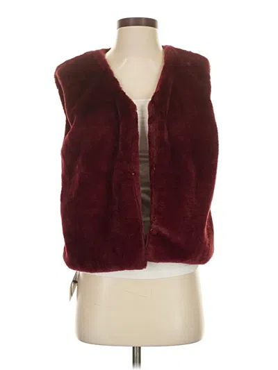 Pre-owned Echo Faux Fur Vest In Burgundy