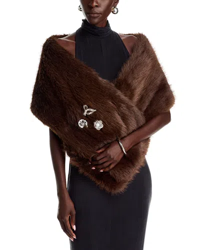 Echo Faux Fur Wrap In Brown