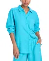 Echo Gauze Boyfriend Shirt Swim Cover-up In Aqua