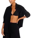 Echo Gauze Boyfriend Shirt Swim Cover-up In Black