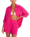 Echo Gauze Boyfriend Shirt Swim Cover-up In Hibiscus