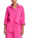 Echo Gauze Boyfriend Shirt Swim Cover-up In Pink Lemonade