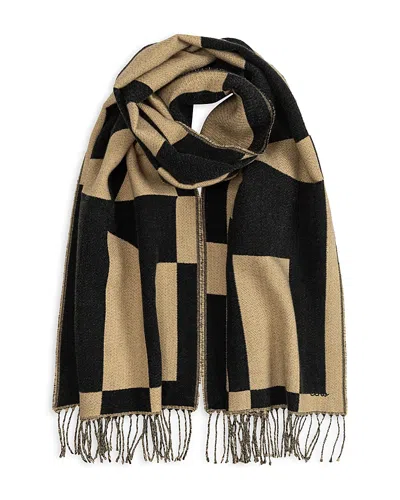 Echo Geo Double Face Jacquard Scarf In Black