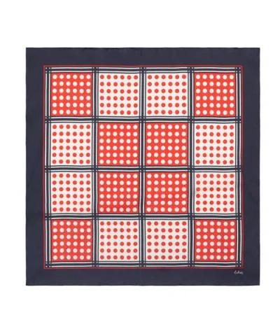 Echo Grid Dots Silk Square In Black