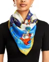 Echo In The Cards Silk Square Scarf In Blue/multi