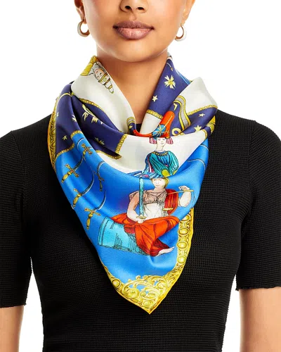 Echo In The Cards Silk Square Scarf In Blue/multi