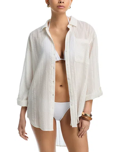 Echo Lamai Boyfriend Shirt Swim Cover-up In White