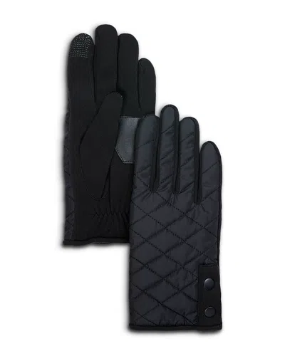 Echo Layered Top Quilted Gloves In Black