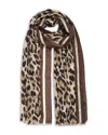 Echo Leopard Spot Wool Blend Fringe Scarf In Brown