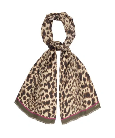 Echo Leopard Silk Scarf In Brown