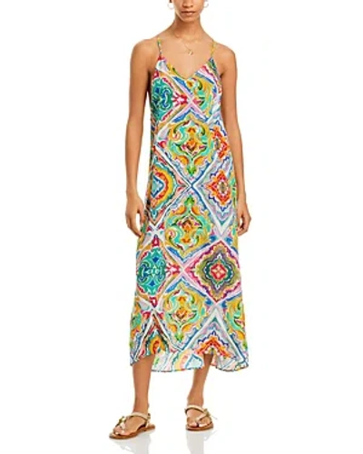 Echo Lisbon Silk Tile Print Midi Dress Swim Cover-up In Sunshine