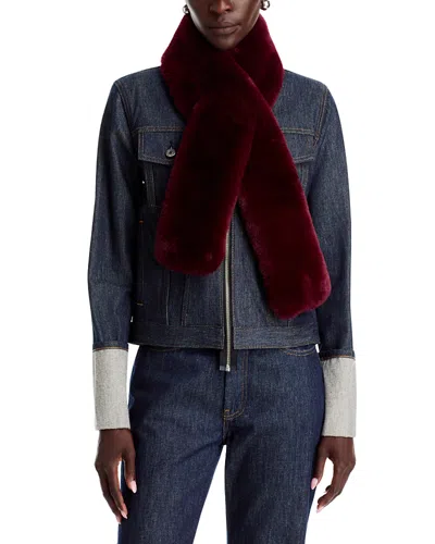 Echo Long Faux Fur Pull Through Scarf In Burgundy