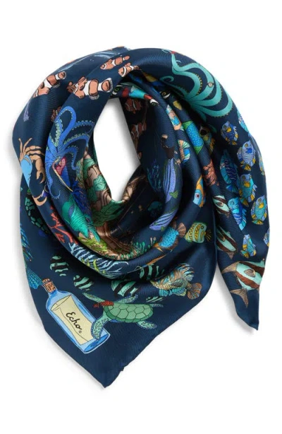 Echo Lost At Sea Silk Scarf In Blue