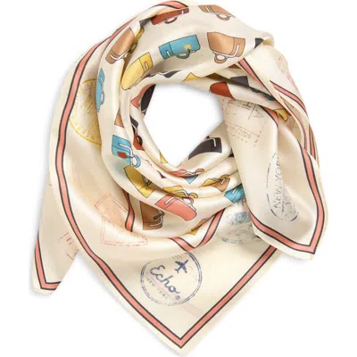 Echo Luggage Silk Square Scarf In Orange