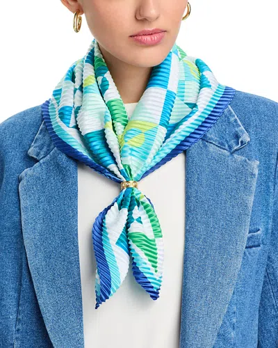 Echo Mosaic Geo Pleated Diamond Scarf In Aqua