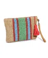 Echo New York Adirondack Stripe Crochet Beach Clutch In Sand