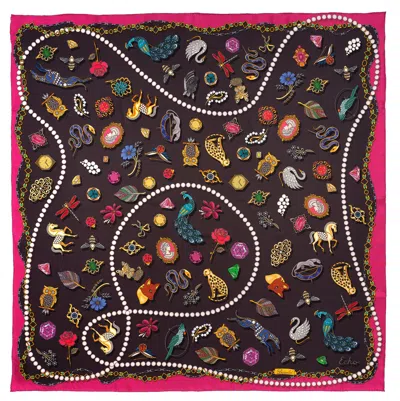 Echo New York Bejeweled Silk Series 35" Scarf In Pink