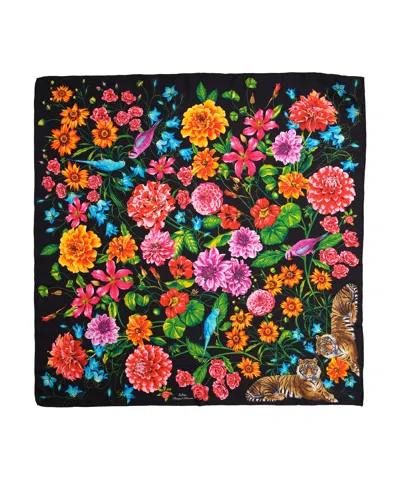 Echo New York Bengal Blooms 36" Silk Square Scarf In White
