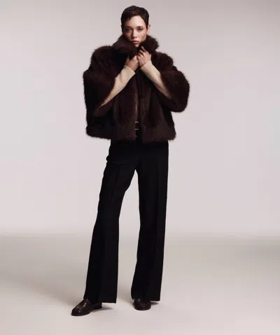 Echo New York Blair Novelty Faux Fur Jacket In Brown