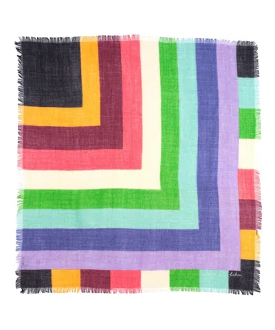 Echo New York Blocked Border Wool Bandana In Multi
