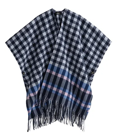 Echo New York Bordered Check Ruana In Black