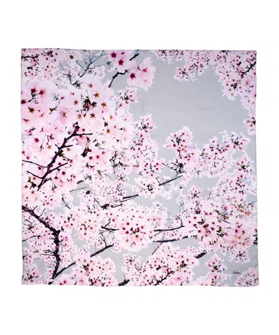 Echo New York Cherry Blossoms Silk Square In Silver
