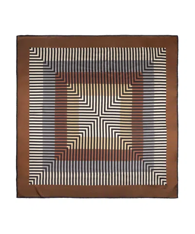 Echo New York Concentric Stripes 35" Silk Square In Brown