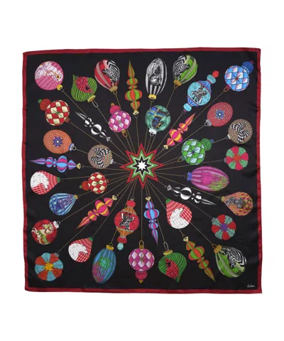 Echo New York Deck The Halls 35" Silk Square Scarf In White