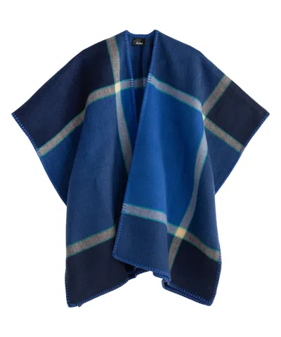 Echo New York Exploded Plaid Ruana In Navy