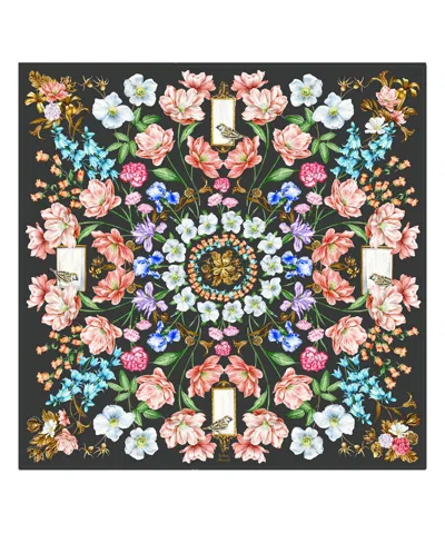 Echo New York Flourish 36" Silk Square In Black
