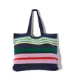 Echo New York Gallery Stripe Crochet Tote In Blue