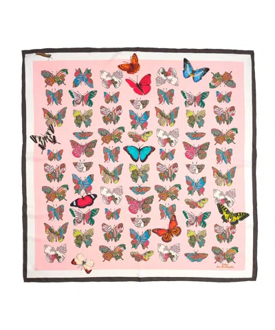 Echo New York Give Me Butterflies 35" Silk Square Scarf In Black