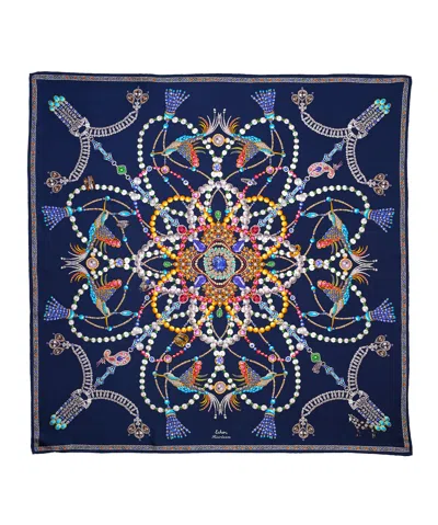 Echo New York Heirloom 35" Silk Square Scarf In Blue