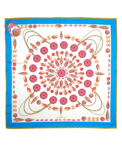 Echo New York Jewels Of The Sea I 35" Silk Square Scarf In Orange
