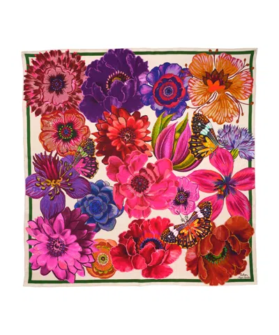 Echo New York Magic Garden 35" Silk Square Scarf In Black