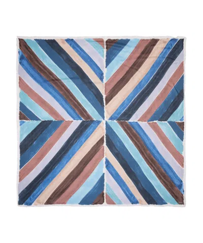 Echo New York Painted Chevron 44" Square In Denim Blue