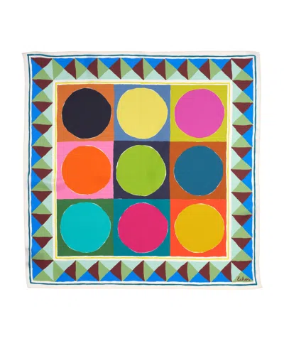Echo New York Painted Dots Silk Bandana In Blue