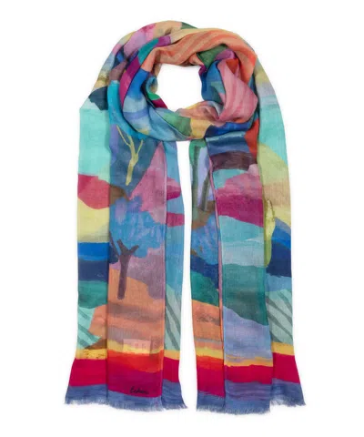 Echo New York Painterly Landscape Wrap In Blue