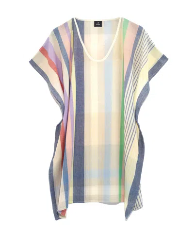Echo New York Rainbow Plaid Caftan In Multi