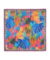 Echo New York Rainforest 35" Silk Square Scarf In Blue